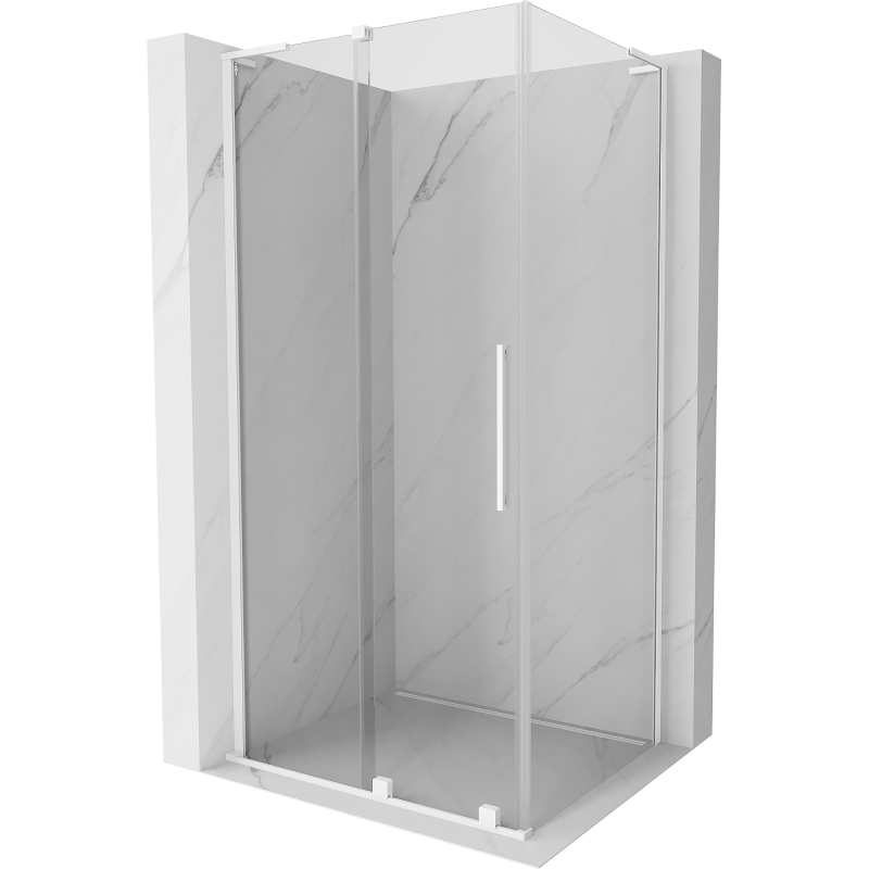 Mexen Velar L Duschkabine, schiebbar 100 x 80 cm, transparent, weiß - 871-100-080-03-20