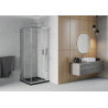 Mexen Rio vierkante douchecabine 80 x 80 cm, transparant, chroom + Flat douchebak, zwart - 860-080-080-01-00-4070