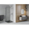 Mexen Rio cabine de douche carrée 90 x 90 cm, transparente, chrome + receveur Flat, noir - 860-090-090-01-00-4070