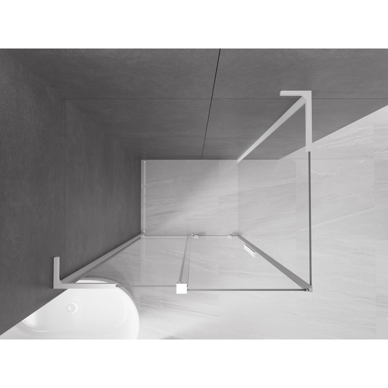 Mexen Velar L klizna vrata za tuš kabinu 110 x 85 cm, prozirna, bijela - 871-110-085-03-20
