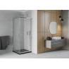 Mexen Rio square shower cabin 80 x 80 cm, frost, chrome + Flat shower tray, black - 860-080-080-01-30-4070
