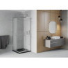 Mexen Rio square shower cabin 80 x 80 cm, frost, chrome + Flat shower tray, black - 860-080-080-01-30-4070