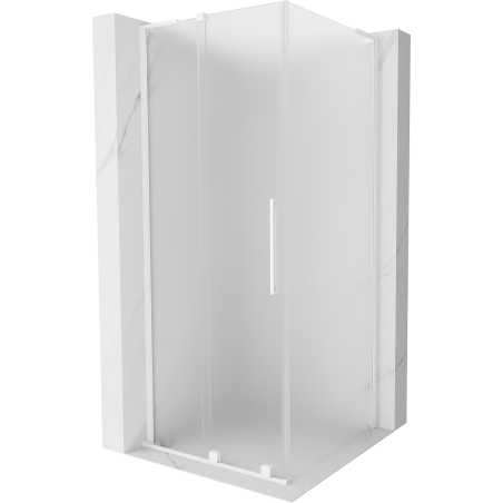 Mexen Velar L klizna za tuš s kliznim vratima 90 x 90 cm, matirano staklo, bijela - 871-090-090-33-20