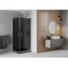 Mexen Rio quadratische Duschkabine 80 x 80 cm, Graphit, Chrom + Duschwanne Flat, Schwarz - 860-080-080-01-40-4070