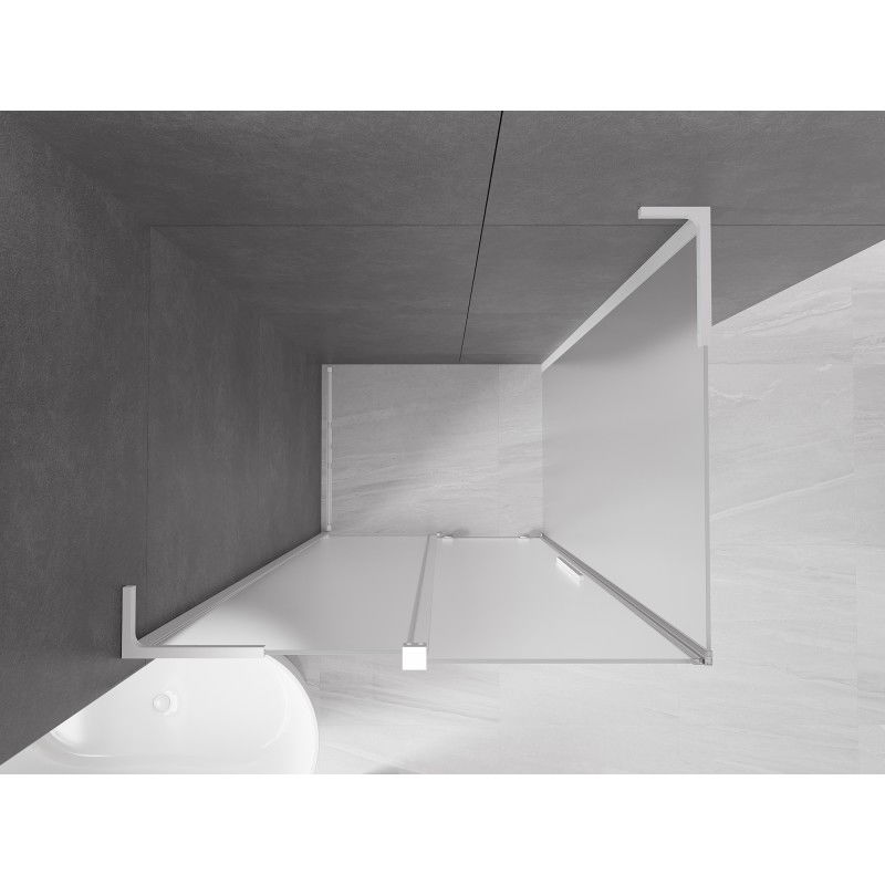 Mexen Velar L cabine de douche coulissante 120 x 75 cm, givré, blanc - 871-120-075-33-20