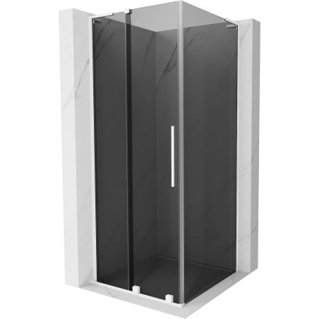 Mexen Velar L cabine de douche coulissante 100 x 100 cm, graphite, blanche - 871-100-100-43-20
