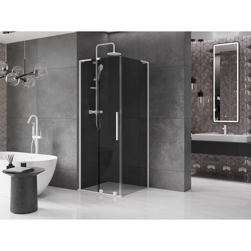 Mexen Velar L Sliding Shower Cabin 110 x 110 cm, Graphite, White - 871-110-110-43-20