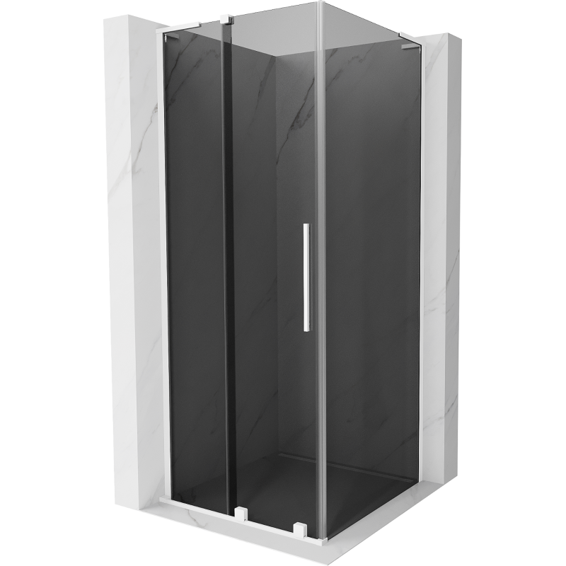 Mexen Velar L skjutdörr duschkabin 110 x 110 cm, grafit, vit - 871-110-110-43-20