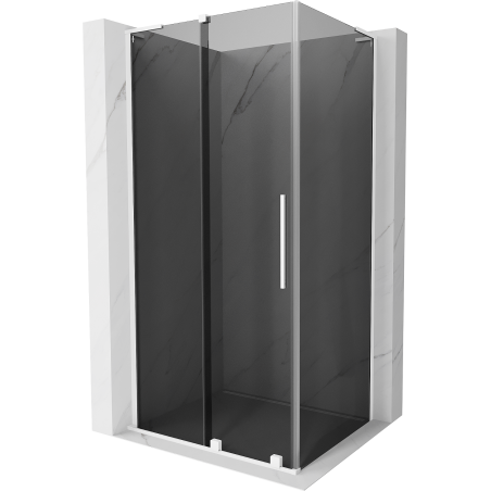 Cabine de douche coulissante Mexen Velar L 100 x 110 cm, graphite, blanche - 871-100-110-43-20