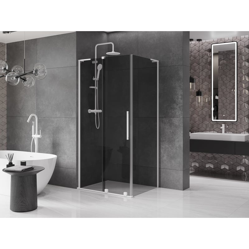 Mexen Velar L liuguks dušinurk 90 x 120 cm, grafiit, valge - 871-090-120-43-20