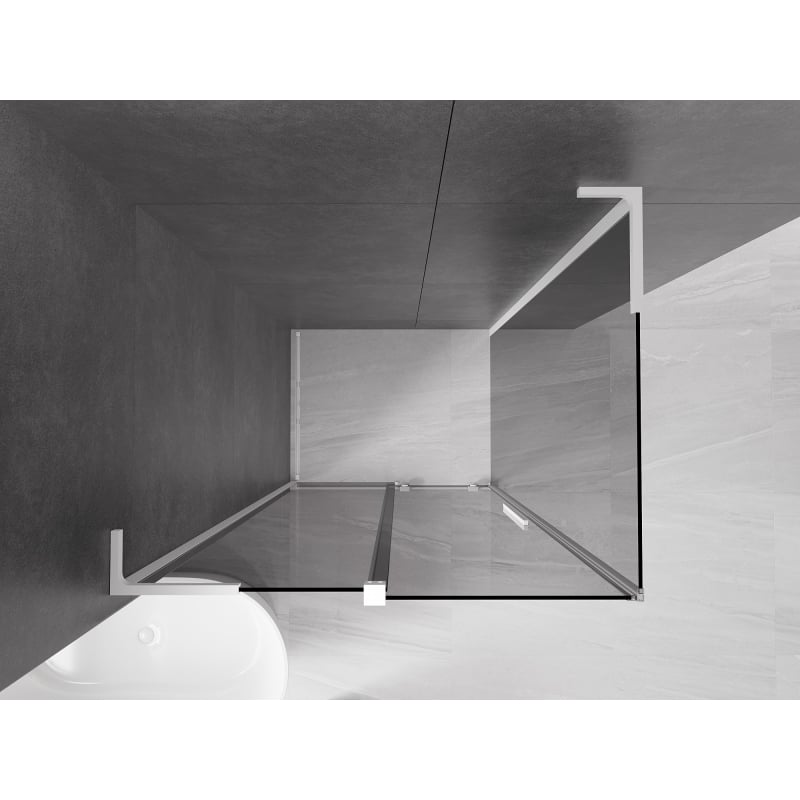 Mexen Velar L lükandustega dušinurk 110 x 80 cm, grafiit, valge - 871-110-080-43-20