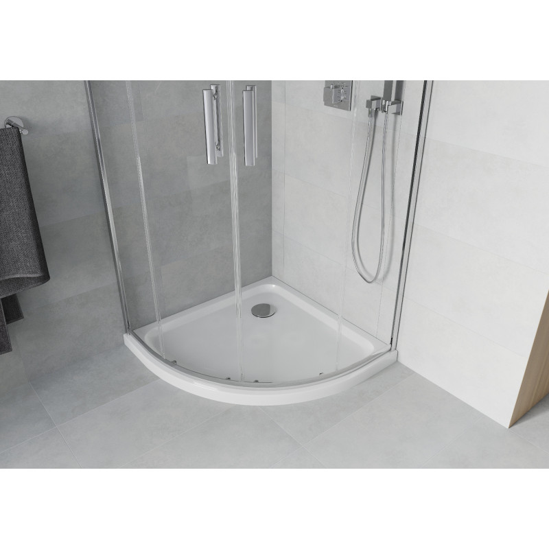 Mexen Rio cabine de douche semi-circulaire 80 x 80 cm, transparent, chrome + receveur plat, blanc - 863-080-080-01-00-4110