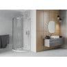 Cabine de douche semi-circulaire Mexen Rio 90 x 90 cm, transparent, chromé + receveur plat, blanc - 863-090-090-01-00-4110