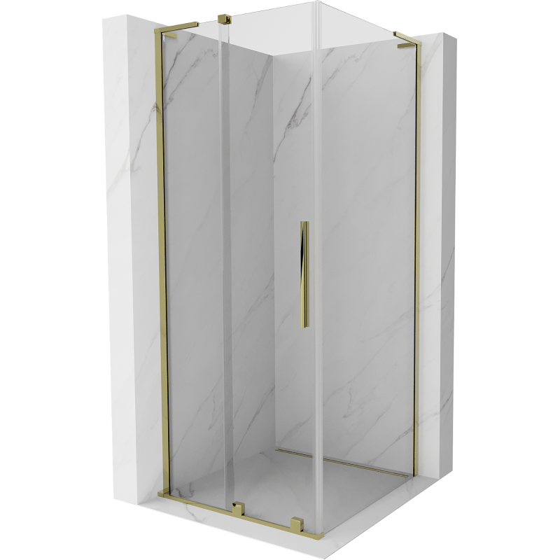 Mexen Velar L Duschkabine Schiebetür 100 x 100 cm, transparent, gold - 871-100-100-03-50