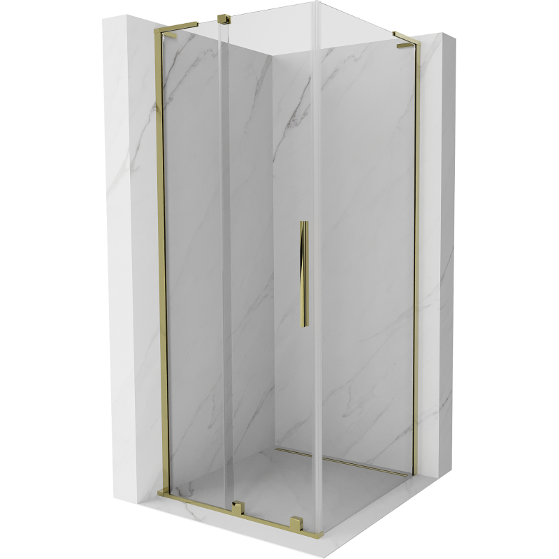 Mexen Velar L skjutbar duschkabin 100 x 100 cm, transparent, guld - 871-100-100-03-50