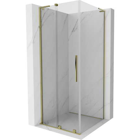 Mexen Velar L Duschkabine Schiebetür 100 x 100 cm, transparent, gold - 871-100-100-03-50