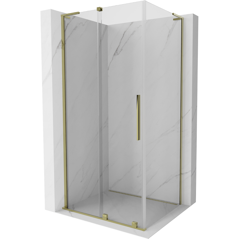 Mexen Velar L Duschkabine, verschiebbar, 100 x 80 cm, transparent, gold - 871-100-080-03-50