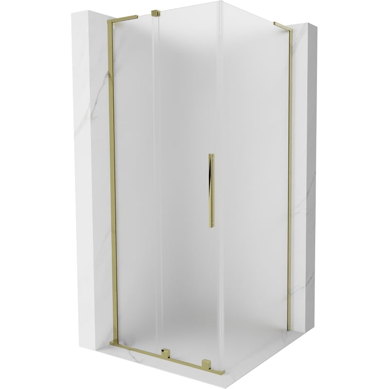 Mexen Velar L klizna tuš kabina 90 x 90 cm, mraz, zlato - 871-090-090-33-50