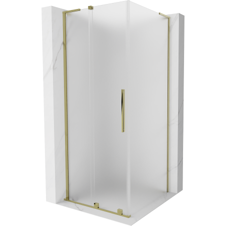 Mexen Velar L sliding shower enclosure 90 x 90 cm, frosted, gold - 871-090-090-33-50