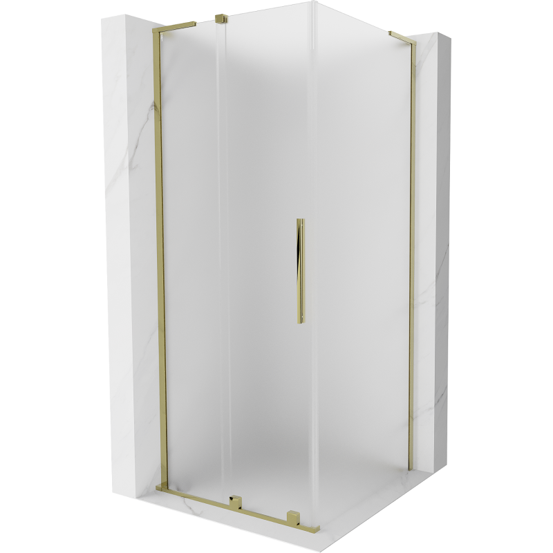 Mexen Velar L douchecabine schuifdeur 100 x 100 cm, matglas, goud - 871-100-100-33-50