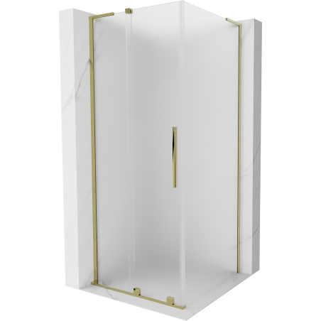 Mexen Velar L douchecabine schuifdeur 100 x 100 cm, matglas, goud - 871-100-100-33-50