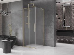 Mexen Velar L sliding shower cabin 120 x 120 cm, frost, gold - 871-120-120-33-50
