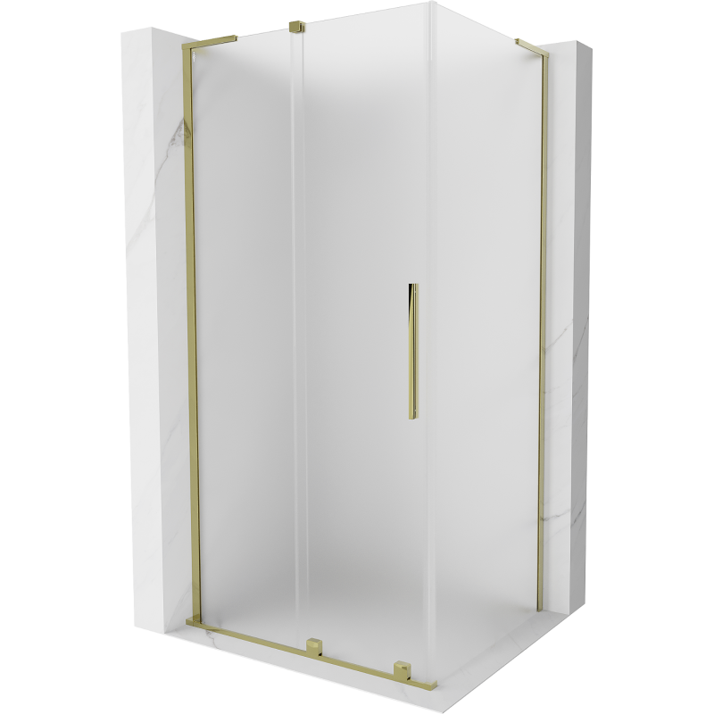 Mexen Velar L sliding shower enclosure 90 x 80 cm, frosted, gold - 871-090-080-33-50