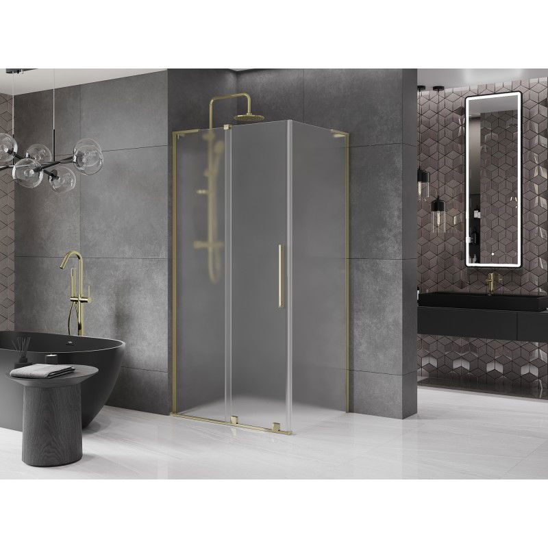 Mexen Velar L Duschkabine Schiebetür 110 x 85 cm, satiniert, gold - 871-110-085-33-50