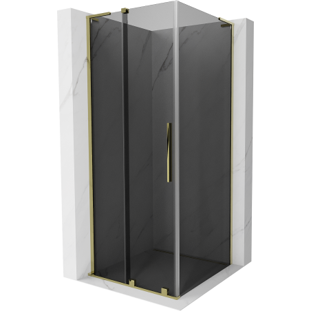 Mexen Velar L cabina de ducha deslizante 120 x 120 cm, grafito, dorado - 871-120-120-43-50