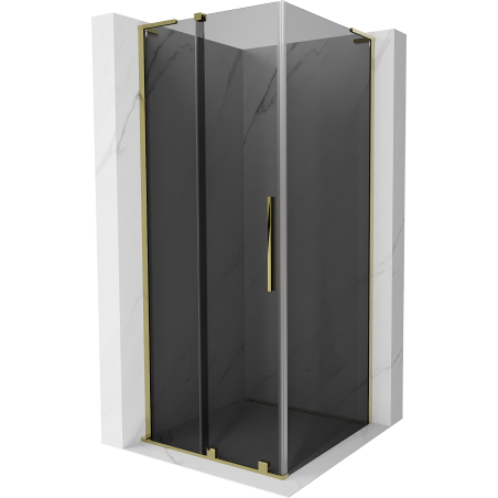 Mexen Velar L douchecabine schuifdeur 120 x 120 cm, grafiet, goud - 871-120-120-43-50