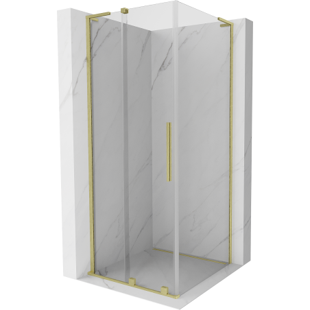 Cabine de douche coulissante Mexen Velar L 100 x 100 cm, transparent, or brossé - 871-100-100-03-55