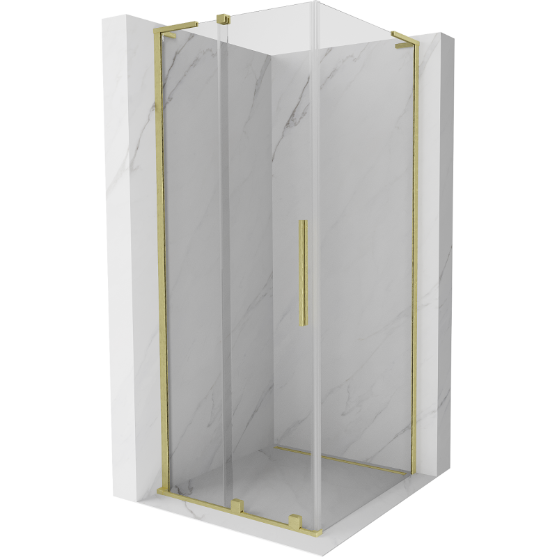 Mexen Velar L douchecabine schuifdeur 120 x 120 cm, transparant, goud geborsteld - 871-120-120-03-55
