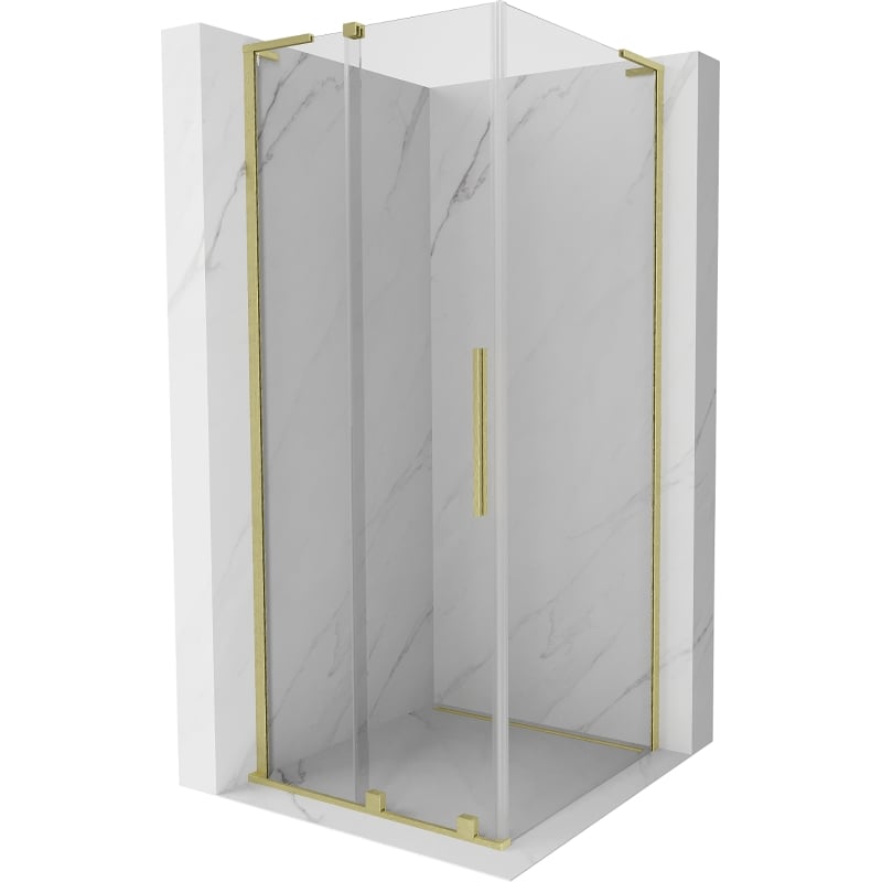 Mexen Velar L libisev dušinurk 120 x 120 cm, läbipaistev, harjatud kuldne - 871-120-120-03-55