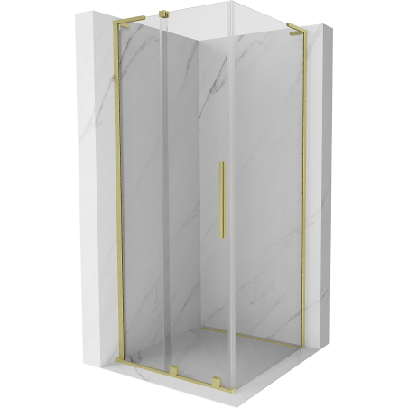 Mexen Velar L Duschkabine, Schiebetür, 120 x 120 cm, transparent, gebürstetes Gold - 871-120-120-03-55