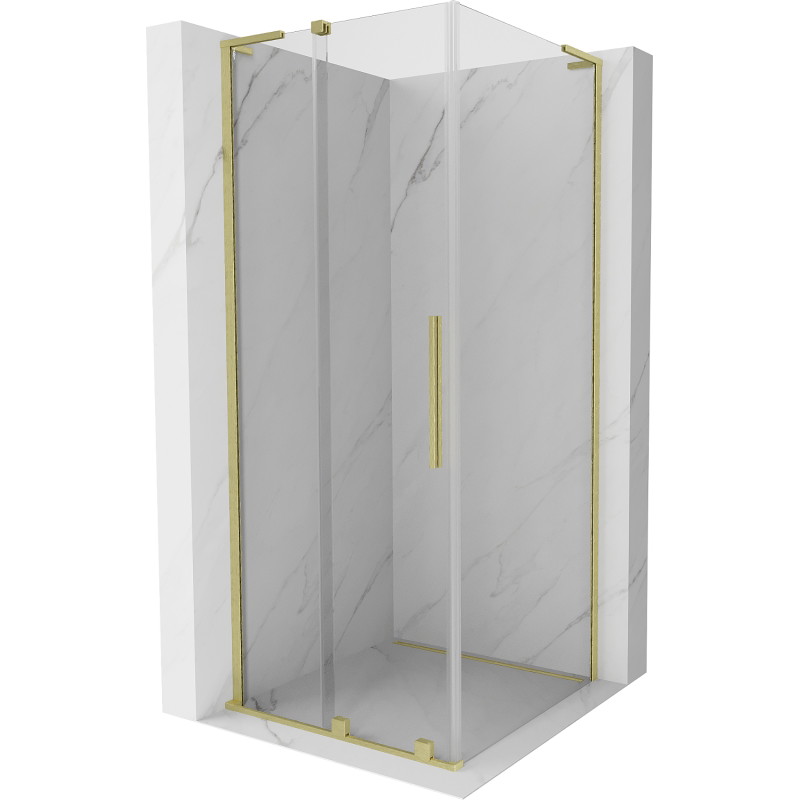 Mexen Velar L lükandustega dušinurk 110 x 110 cm, läbipaistev, harjatud kuldne - 871-110-110-03-55