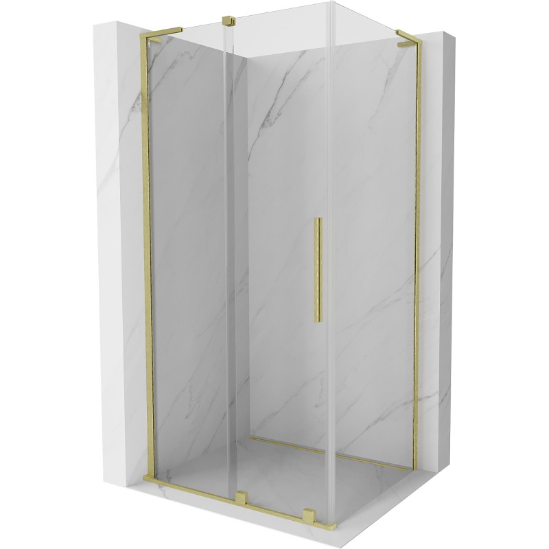 Mexen Velar L klizna tuš kabina klizna 90 x 75 cm, transparentna, zlatna četkana - 871-090-075-03-55