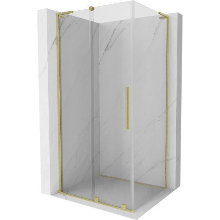 Mexen Velar L Duschkabine Schiebetür 100 x 75 cm, transparent, gebürstetes Gold - 871-100-075-03-55