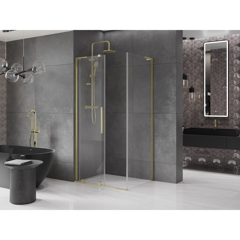 Mexen Velar L lükandustega dušinurk 100 x 85 cm, läbipaistev, kuldne harjatud - 871-100-085-03-55