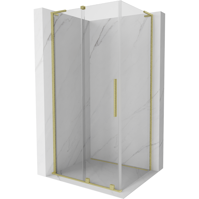 Mexen Velar L cabina de ducha deslizable 110 x 75 cm, transparente, oro cepillado - 871-110-075-03-55