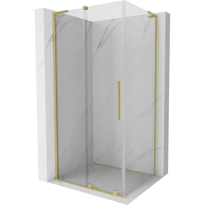 Mexen Velar L Schiebeduschkabine 110 x 100 cm, transparent, gold gebürstet - 871-110-100-03-55