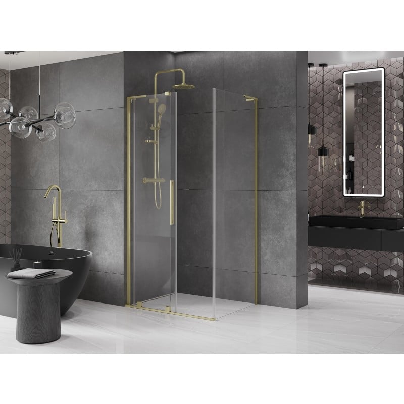 Mexen Velar L cabine de douche coulissante 110 x 85 cm, transparent, or brossé - 871-110-085-03-55