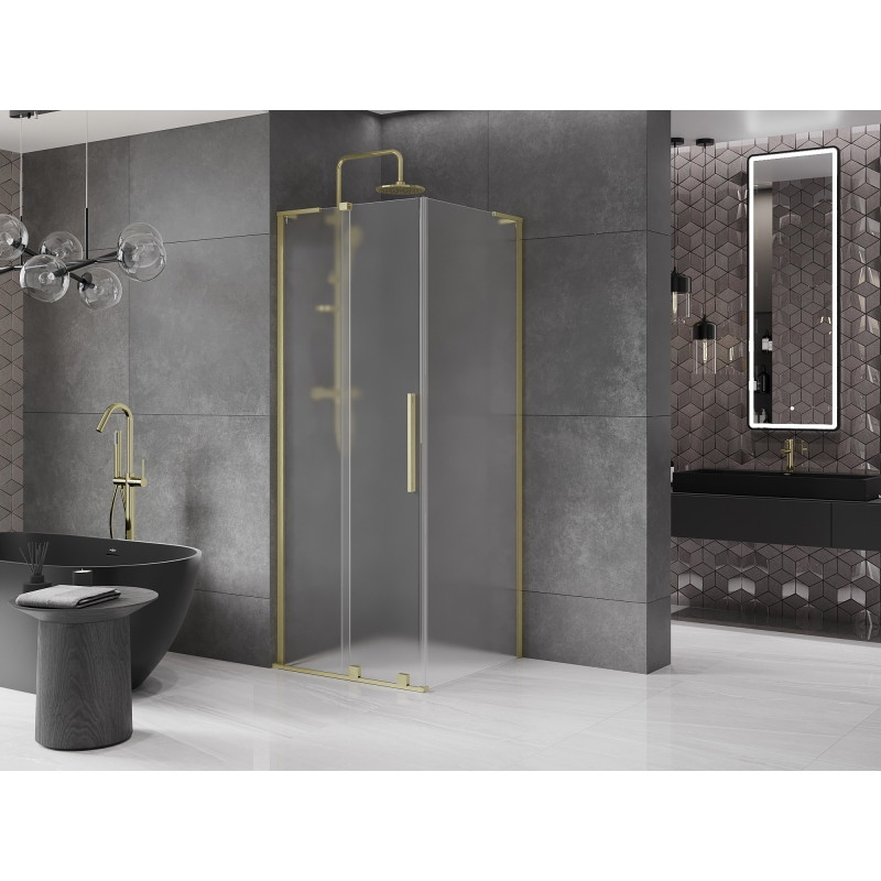 Mexeni Velar L lükandusega dušinurk 90 x 90 cm, matt, harjatud kuld - 871-090-090-33-55