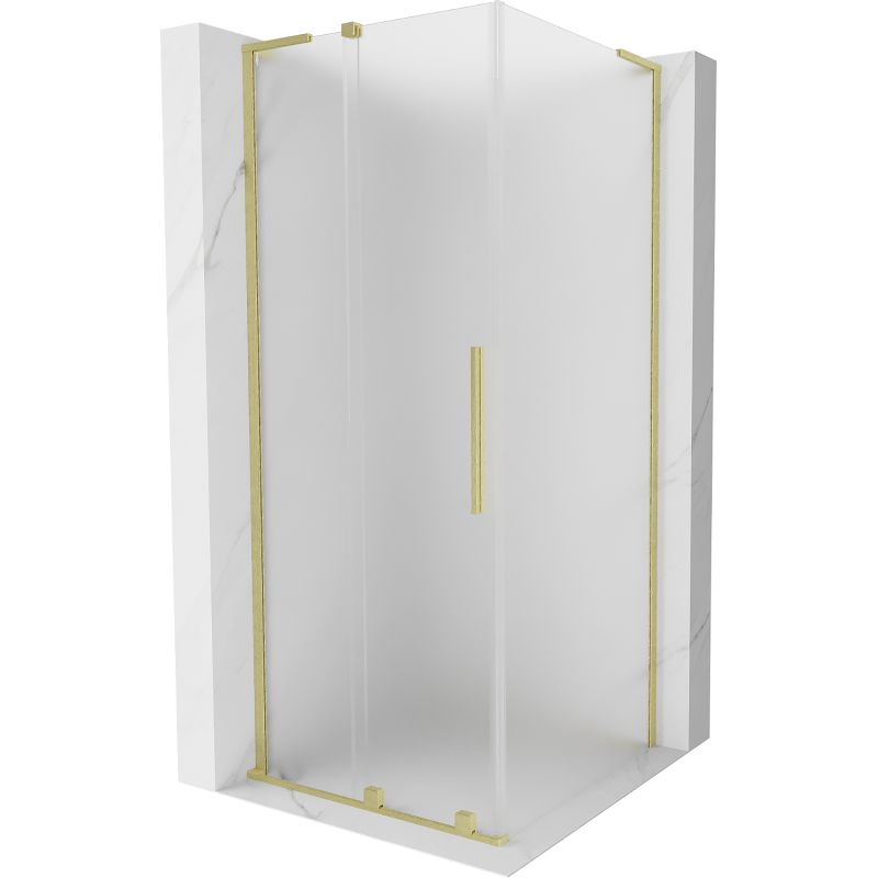 Mexen Velar L kabina prysznicowa rozsuwana 100 x 100 cm, szron, złota szczotkowana - 871-100-100-33-55