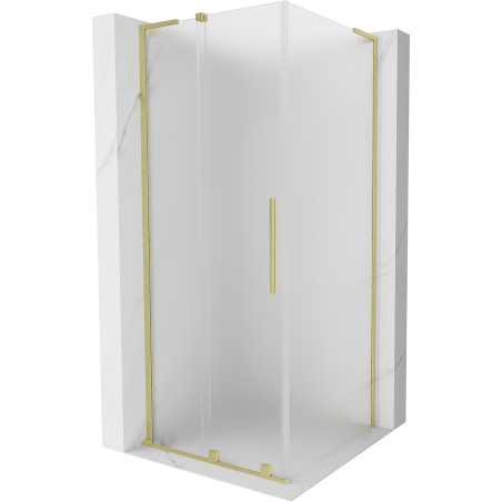 Mexen Velar L cabine de douche coulissante 100 x 100 cm, givrée, or brossé - 871-100-100-33-55