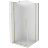 Mexen Velar L Duschkabine verschiebbar 100 x 100 cm, Milchglas, gebürstetes Gold - 871-100-100-33-55