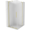Mexen Velar L Sliding Shower Enclosure 100 x 100 cm, Frosted, Brushed Gold - 871-100-100-33-55