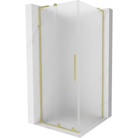 Mexen Velar L cabine de douche coulissante 110 x 110 cm, givrée, or brossé - 871-110-110-33-55