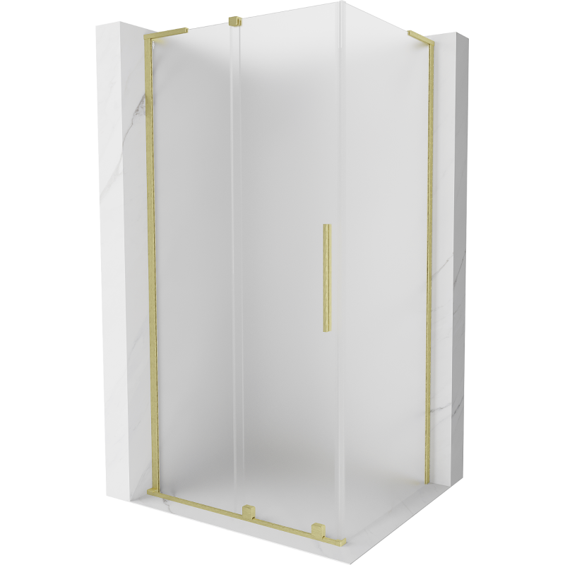 Mexen Velar L Duschkabine Schiebetür 90 x 70 cm, Frost, gebürstetes Gold - 871-090-070-33-55