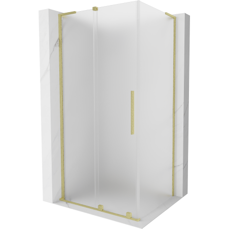 Mexen Velar L Duschkabine Schiebetür 90 x 70 cm, Frost, gebürstetes Gold - 871-090-070-33-55