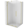 Mexen Velar L Duschkabine Schiebetür 90 x 70 cm, Frost, gebürstetes Gold - 871-090-070-33-55